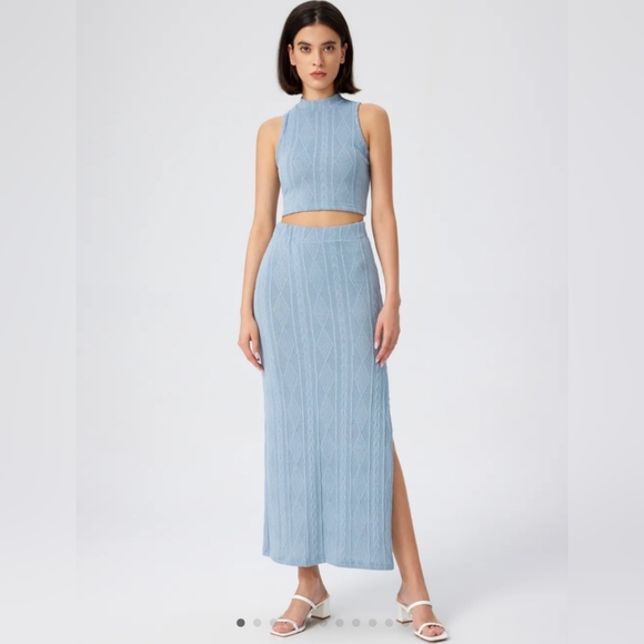CIDER NWT Chunky Cable Knit Tank Top & Split Maxi Skirt Set - Picture 3 of 10